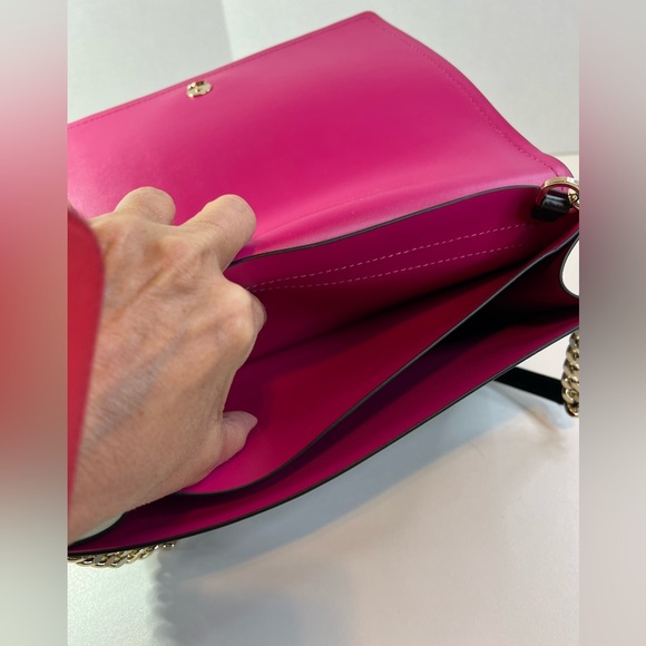 Kate Spade Arbour Hill Angelea Black Leather w/Pink Lining & Gold Chain - Picture 9 of 13